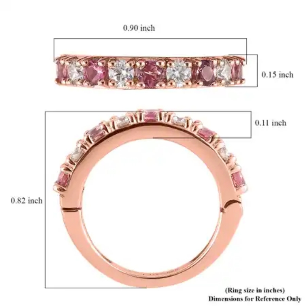 Arthritis Friendly Redondo Pink Tourmaline and Moissanite Ring Price Reduced - Picture 7 of 7